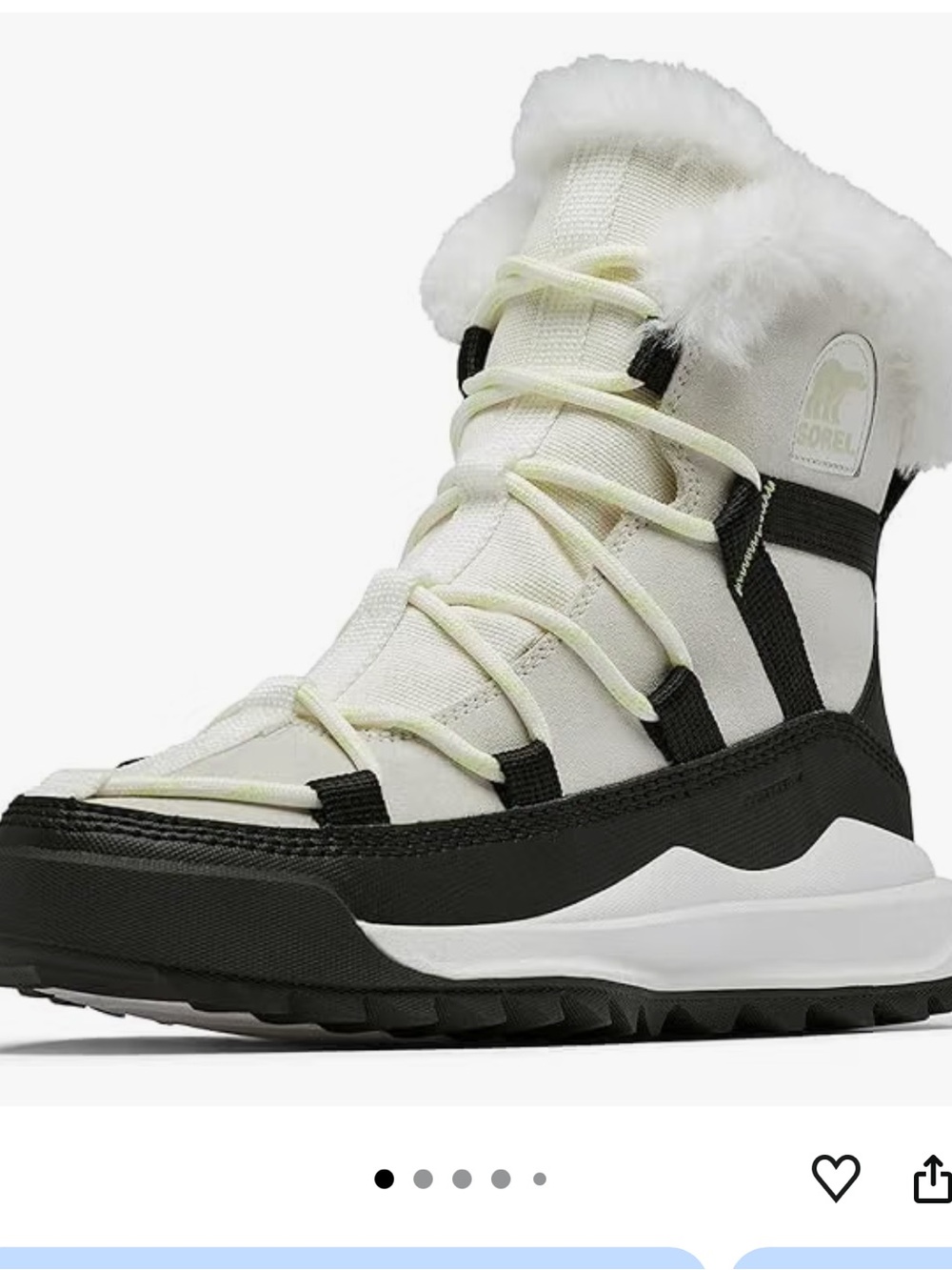 NIB Sorel Women’s Ona™ Rmx Glacy Plus Waterproof Boot in White and Black size 10